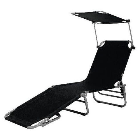 Adjustable Outdoor Recliner Chair with Canopy Shade SKU: 90216537