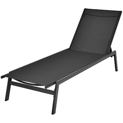 Costway Outdoor Furniture Black Outdoor Reclining Chaise Lounge Chair with 6-Position Adjustable Back by Costway 12350687- Black Outdoor Reclining Chaise Lounge Chair with 6-Position Adjustable Back