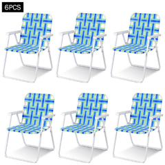 Costway Outdoor Furniture Blue 6 Pcs Folding Beach Chair Camping Lawn Webbing Chair by Costway 86321794- B 86321794- B