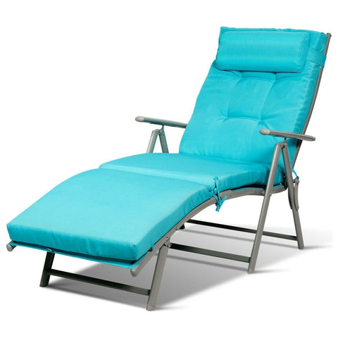 Costway Outdoor Furniture Blue Outdoor Lightweight Folding Chaise Lounge Chair by Costway 42089713-Blue Outdoor Lightweight Folding Chaise Lounge Chair by Costway SKU 42089713