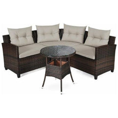 Costway Outdoor Furniture Brown 4 Pcs Furniture Patio Set Outdoor Wicker Sofa Set by Costway 7461758458926 21935806-Br 4 Pcs Furniture Patio Set Outdoor Wicker Sofa Set by Costway 21935806