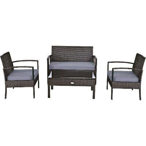 Costway Outdoor Furniture Brown 4 PCS Patio Rattan Cushioned Furniture Set by Costway 6940350877225 47132659-Br 4 PCS Patio Rattan Cushioned Furniture Set by Costway SKU# 47132658