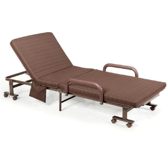 Folding Adjustable Guest Single Bed Lounge Portable with Wheels by Costway