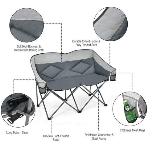 Costway Outdoor Furniture Folding Camping Chair with Bags and Padded Backrest by Costway 80761942