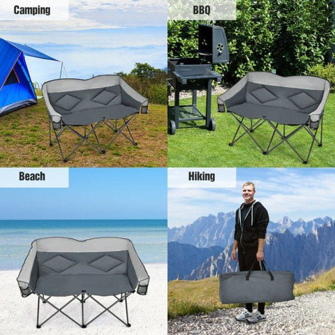 Costway Outdoor Furniture Folding Camping Chair with Bags and Padded Backrest by Costway