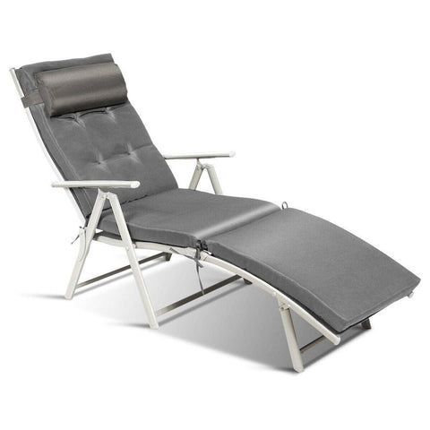 Costway Outdoor Furniture Gray Outdoor Lightweight Folding Chaise Lounge Chair by Costway 42089713-G Outdoor Lightweight Folding Chaise Lounge Chair by Costway SKU 42089713