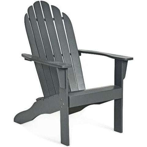 Costway Outdoor Furniture Gray Outdoor Solid Wood Durable Patio Adirondack Chair By Costway 7461758163738 08521679-G Outdoor Solid Wood Durable Patio Adirondack Chair By Costway 08521679