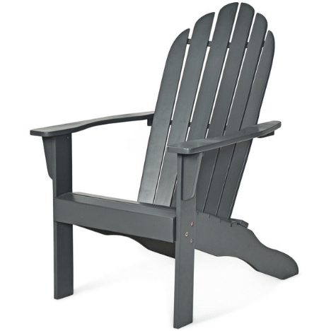 Costway Outdoor Furniture Gray Wooden Outdoor Lounge Chair with Ergonomic Design for Yard and Garden by Costway 08521679 Wooden Outdoor Lounge Chair Ergonomic Design for Yard Garden  Costway