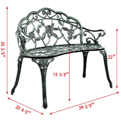 Costway Outdoor Furniture Green Aluminum Patio Outdoor Garden Bench Chair Loveseat Cast by Costway 86429715