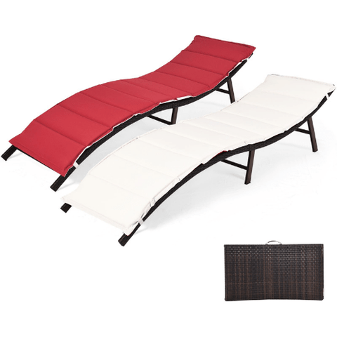 Costway Outdoor Furniture Multicolor 2 Pieces Folding Patio Lounger Chair by Costway 80594127- M 2 Pieces Folding Patio Lounger Chair by Costway SKU# 80594127