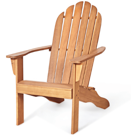 Costway Outdoor Furniture Natural Wooden Outdoor Lounge Chair with Ergonomic Design for Yard and Garden by Costway 781880211969 08521679 Wooden Outdoor Lounge Chair Ergonomic Design for Yard Garden  Costway