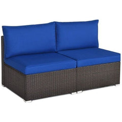 2 PCS Patio Rattan Armless Sofa with Cushion by Costway