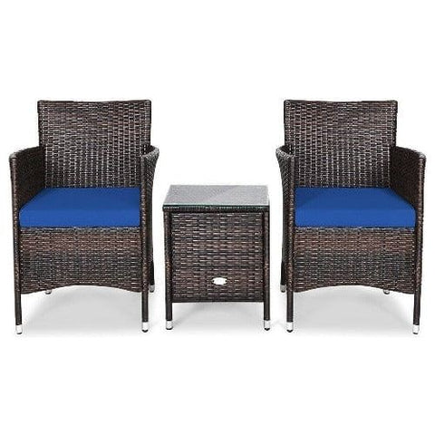 Costway Outdoor Furniture Navy 3 Pcs Patio Furniture Set Outdoor Wicker Rattan Set By Costway 190431147709 03548732-N 3 Pcs Patio Furniture Set Outdoor Wicker Rattan Set Costway 03548729