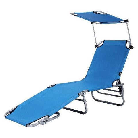 Adjustable Outdoor Recliner Chair with Canopy Shade SKU: 90216537