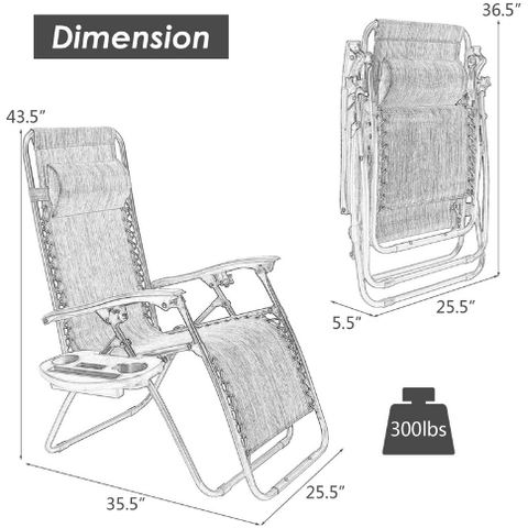 Costway Outdoor Furniture Outdoor Folding Zero Gravity Reclining Lounge Chair by Costway