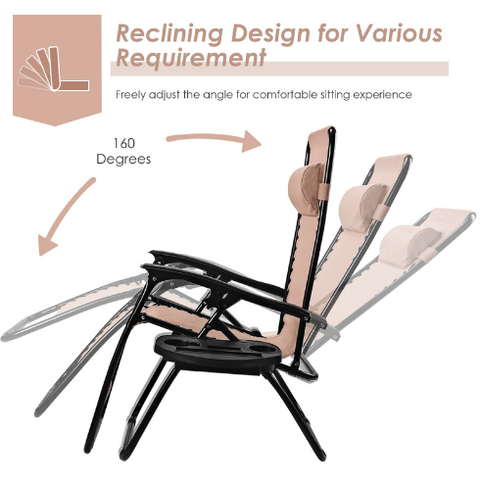 Costway Outdoor Furniture Outdoor Folding Zero Gravity Reclining Lounge Chair by Costway