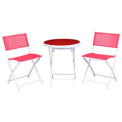 Costway Outdoor Furniture Red 3 Pieces Patio Folding Bistro Set for Balcony or Outdoor Space by Costway 781880209454 03965248 3 Pieces Patio Folding Bistro Set for Balcony or Outdoor Space Costway