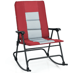 Foldable Rocking Padded Portable Camping Chair with Backrest and Armrest by Costway