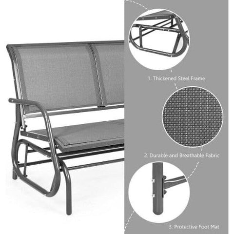 Swing Glider Chair 48" Loveseat Rocker Lounge Backyard by Costway