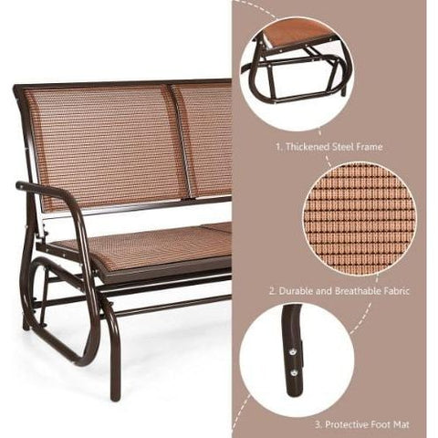 Swing Glider Chair 48" Loveseat Rocker Lounge Backyard by Costway