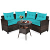 Image of Costway Outdoor Furniture Turquoise 4 Pcs Furniture Patio Set Outdoor Wicker Sofa Set by Costway 7461758458926 21935806-T 4 Pcs Furniture Patio Set Outdoor Wicker Sofa Set by Costway 21935806