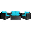 Image of Costway Outdoor Furniture Turquoise 4 Pcs Patio Rattan Cushioned Furniture Set by Costway 7461759686762 69184750-T 4 Pcs Patio Rattan Cushioned Furniture Set by Costway SKU# 69184750