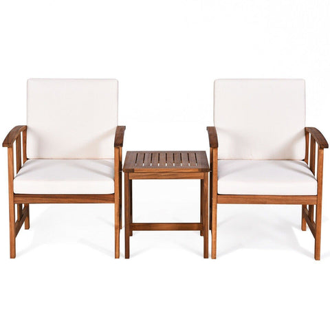 Costway Outdoor Furniture White 3PC Solid Wood Outdoor Patio Sofa Furniture Set by Costway 7461758964120 96523140-W 3PC Solid Wood Outdoor Patio Sofa Furniture Set by Costway 96523140