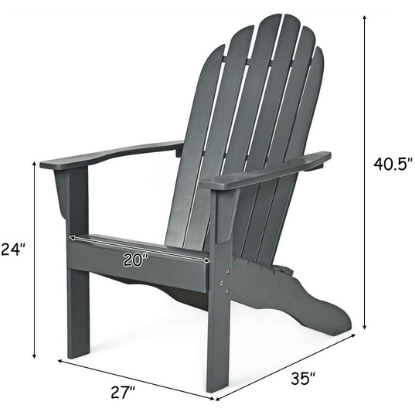 Costway Outdoor Furniture Wooden Outdoor Lounge Chair with Ergonomic Design for Yard and Garden by Costway Wooden Outdoor Lounge Chair Ergonomic Design for Yard Garden  Costway