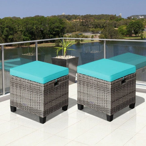 Costway Outdoor Sofas 2 Pieces Patio Rattan Ottoman Seat with Removable Cushions by Costway 2 Pieces Patio Rattan Ottoman Seat Removable Cushions Costway 37201946