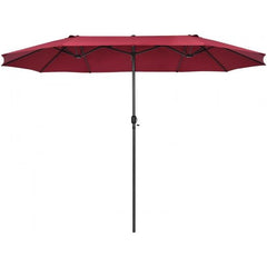 15 Feet Patio Double-Sided Umbrella with Hand-Crank System by Costway