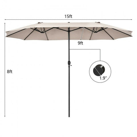 Costway Outdoor Umbrella Bases 15 Feet Patio Double-Sided Umbrella with Hand-Crank System by Costway