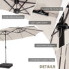 Image of Costway Outdoor Umbrella Bases 15 Feet Twin Patio Umbrella with 48 Solar LED Lights by Costway