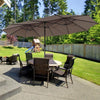 Image of Costway Outdoor Umbrella Bases 15 Feet Twin Patio Umbrella with 48 Solar LED Lights by Costway