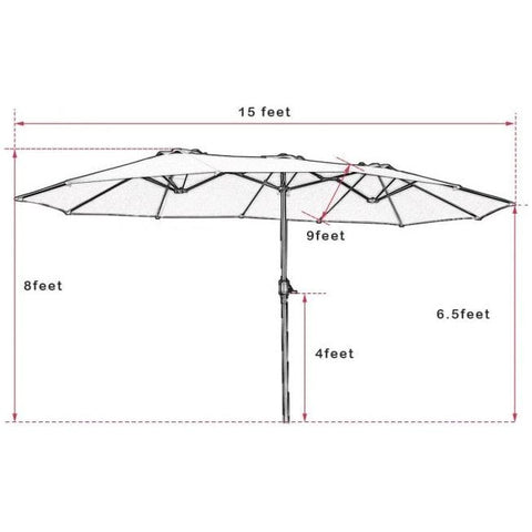 Costway Outdoor Umbrella Bases 15 ft Double-Sided Outdoor Patio Umbrella with Crank without Base by Costway 15 ft Double-Sided Outdoor Patio Umbrella with Crank without Base 