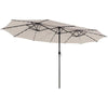 Image of Costway Outdoor Umbrella Bases Beige 15 Feet Twin Patio Umbrella with 48 Solar LED Lights by Costway 781880256175 51864930-Beige