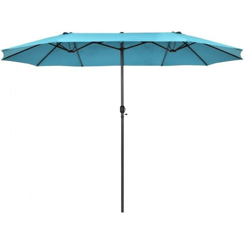 Costway Outdoor Umbrella Bases Turquoise 15 Feet Patio Double-Sided Umbrella with Hand-Crank System by Costway 781880256120 71253064-Turquoise