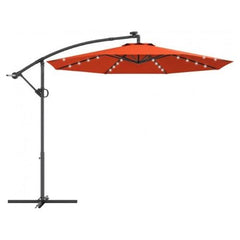 10 Feet 360° Rotation Solar Powered LED Patio Offset Umbrella without Weight Base by Costway