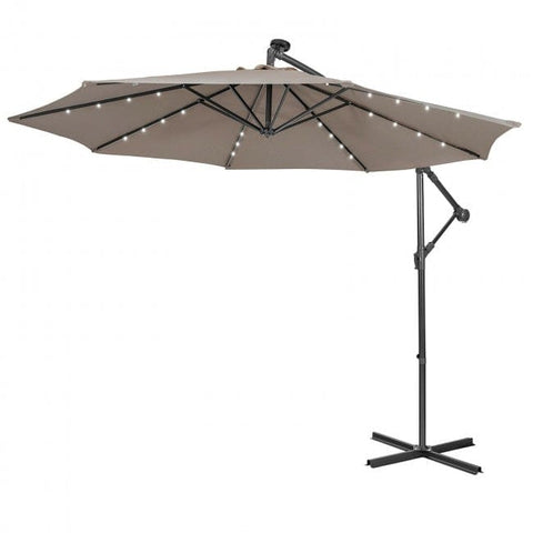 Costway Outdoor Umbrella Enclosure Kits 10 Feet Patio Solar Powered Cantilever Umbrella with Tilting System by Costway 10 Feet Patio Solar Powered Cantilever Umbrella Tilting System Costway