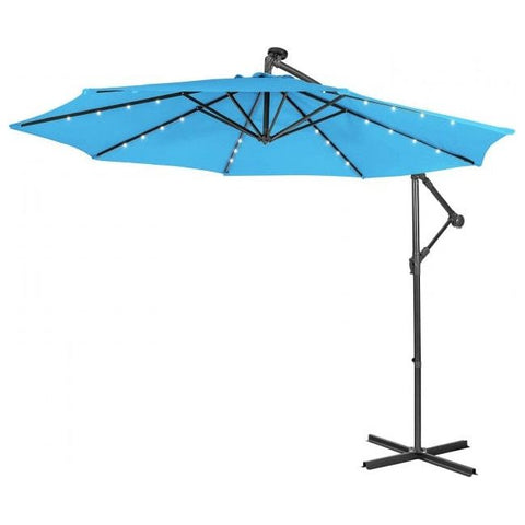 Costway Outdoor Umbrella Enclosure Kits 10 Feet Patio Solar Powered Cantilever Umbrella with Tilting System by Costway 10 Feet Patio Solar Powered Cantilever Umbrella Tilting System Costway