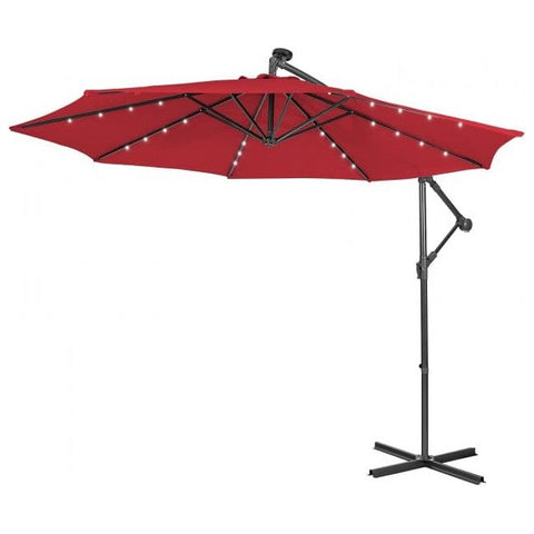 Costway Outdoor Umbrella Enclosure Kits 10 Feet Patio Solar Powered Cantilever Umbrella with Tilting System by Costway 10 Feet Patio Solar Powered Cantilever Umbrella Tilting System Costway