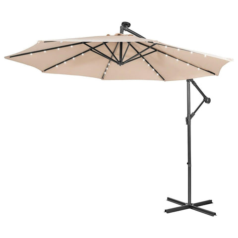 Costway Outdoor Umbrella Enclosure Kits 10 Feet Patio Solar Powered Cantilever Umbrella with Tilting System by Costway 10 Feet Patio Solar Powered Cantilever Umbrella Tilting System Costway