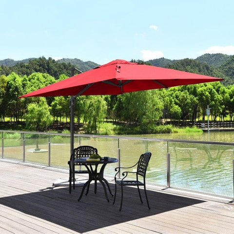 Costway Outdoor Umbrella Enclosure Kits 10 x 10 Feet Patio Offset Cantilever Umbrella with Aluminum 360-degree Rotation Tilt by Costway 10x10 Ft Patio Offset Cantilever Umbrella Aluminum 360-degree Rotation