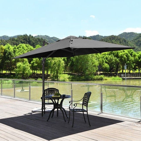 Costway Outdoor Umbrella Enclosure Kits 10 x 10 Feet Patio Offset Cantilever Umbrella with Aluminum 360-degree Rotation Tilt by Costway 10x10 Ft Patio Offset Cantilever Umbrella Aluminum 360-degree Rotation