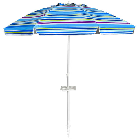 Costway Outdoor Umbrella Enclosure Kits 7.2 FT Portable Outdoor Beach Umbrella with Sand Anchor and Tilt Mechanism by Costway 10 Feet Patio Solar Powered Cantilever Umbrella Tilting System Costway