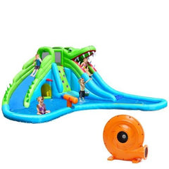 Costway Residential Bouncers Crocodile Inflatable Water Slide Climbing Wall Bounce House by Costway