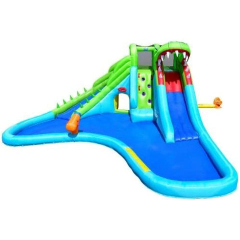 Costway Residential Bouncers Crocodile Themed Inflatable Slide Bouncer with Two Water Slides by Costway