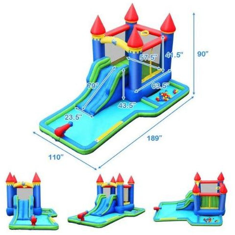 Costway Residential Bouncers Inflatable Bounce House Castle Water Slide with Climbing Wall by Costway