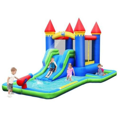 Costway Residential Bouncers Inflatable Bounce House Castle Water Slide with Climbing Wall by Costway