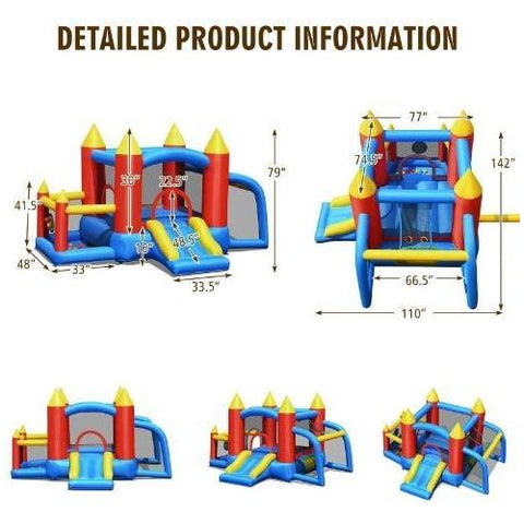 Costway Residential Bouncers Inflatable Bounce House Slide Jumping Castle Soccer Goal Ball Pit by Costway Inflatable Bounce House Slide Jumping Castle Soccer Costway #36405718