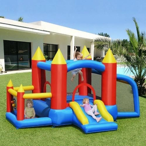 Costway Residential Bouncers Inflatable Bounce House Slide Jumping Castle Soccer Goal Ball Pit by Costway Inflatable Bounce House Slide Jumping Castle Soccer Costway #36405718